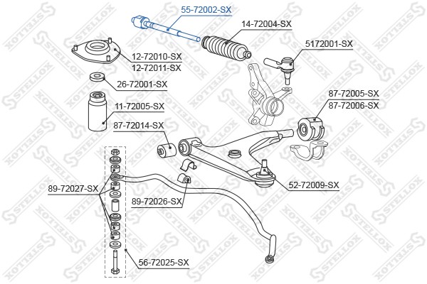 ***тяга рулевая!\ Mitsubishi Lancer 92> 55-72002-SX STELLOX