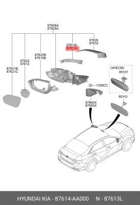 Повторитель поворота HYUNDAI Elantra (20-) левый (в зеркало) OE 87614AA000 HYUNDAI KIA