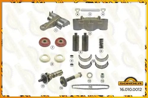 Аналог 13470. РМК суппорта KNORR SN6/7 Полный комплект, 16 деталей 160100012 SONDER