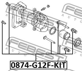 Втулка направляющая суппорта тормозного к-т NISSAN X-TRAIL 2001-2013 0874-G12F-K 0874-G12F-KIT FEBEST