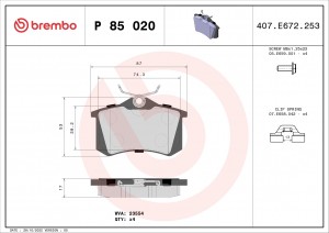 Колодки тормозные P85020 P85020 BREMBO
