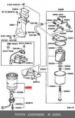 Фильтр топливный 23303-56040 23303-56040 TOYOTA