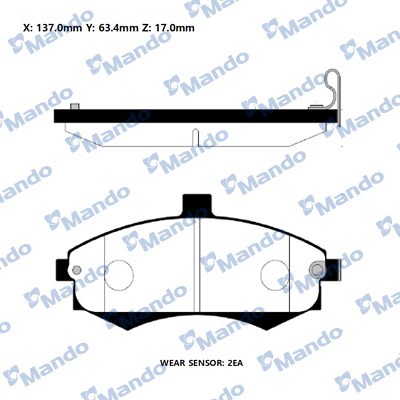 Колодки тормозные передние (HYUNDAI Elantra 1.6-2.0 (XD) 03-) (TRW GDB3378) MPH2 MPH29 MANDO