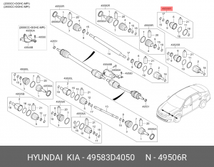 Пыльник ШРУСа KIA Optima (16-) внутреннего левого комплект OE 49583D4050 HYUNDAI KIA