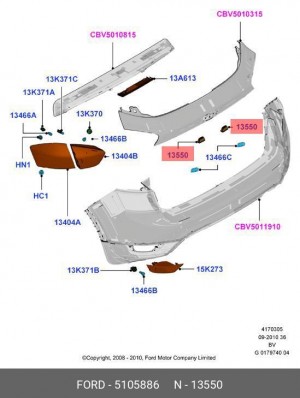 Фонарь освещения номерного знака / FORD 06~ 5105886 5105886 FORD
