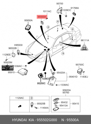 Реле указателей поворотов HYUNDAI SOLARIS 04- 955502G000 MOBIS