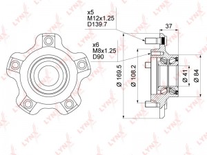 Ступица передняя в сборе (без ABS) подходит для SUZUKI Grand Vitara I 1.6-2.7 01 WH-1028 LYNXAUTO