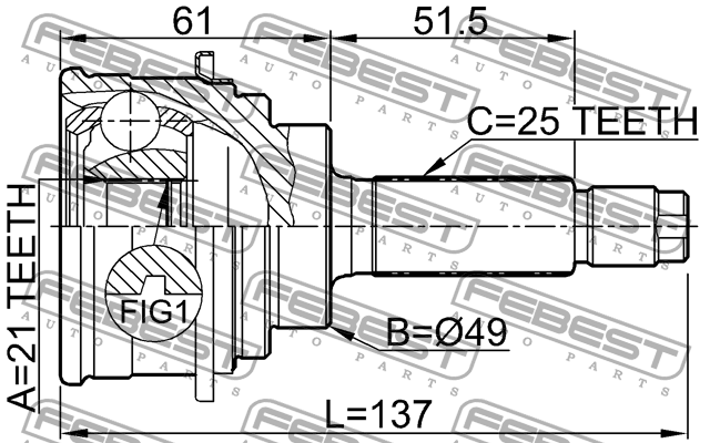 Шрус наружный 21x49x25 0710-018 FEBEST