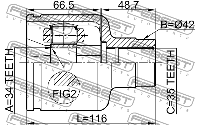 ШРУС внутренний к-кт!\ Ford Mondeo GE (BY4/B5Y) 00-07 2111-GE30RH FEBEST