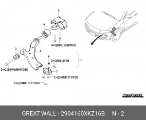 Сайлентблок HAVAL F7,F7x рычага переднего передний OE 2904160XKZ16B GREAT WALL