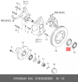 Сальник KIA Bongo 3 (06-) (2WD) ступицы передней (52х70х10) OE 518304E000 HYUNDAI KIA