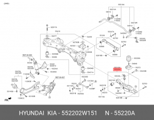 Рычаг подвески HYUNDAI Santa Fe (12-)(4WD) задней нижний правый OE 552202W151 HYUNDAI KIA
