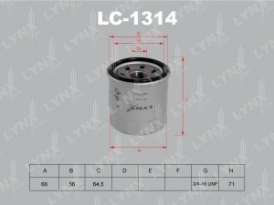 Фильтр масляный LC-1314 LYNXAUTO