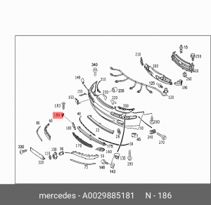 клипса решетки бампера!\ MB W220/W230/W211/W203/W204 98-05 A 002 988 51 81 MERCEDES BENZ