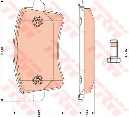 Колодки тормозные AUDI A4,A5 (08-) задние (4шт.) TRW GDB1765 TRW