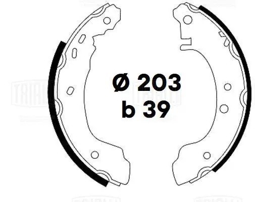 Колодки торм. для а/м Nissan Almera N15 (95-) барабан. 203x39 т/с Bendix (GF 450 GF 4508 TRIALLI
