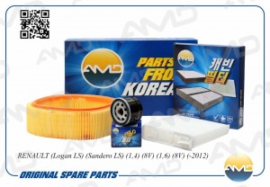 Комплект фильтров (масл.+возд.+салон.) RENAULT Logan LS, Sandero LS, 1,4, 8V, 1, AMD.SETF124 AMD