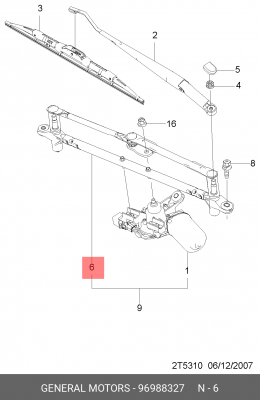 Трапеция стеклоочистителя CHEVROLET Aveo (06-) OE 96988327 GENERAL MOTORS