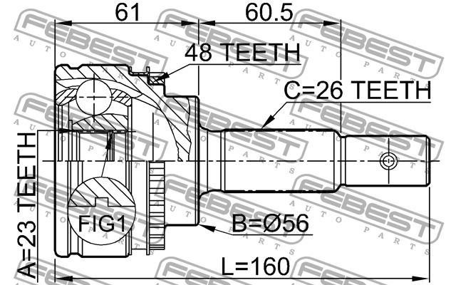 ШРУС наружный к-кт!\ Toyota Avensis 1.6i/VVTi/1.8i/2.0TD 97-03 0110-051A48 FEBEST