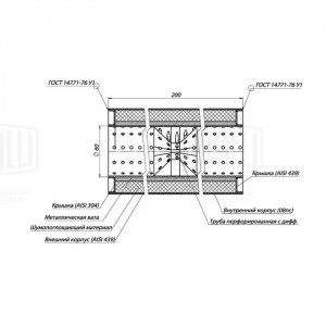 Пламегаситель универс. 100/200-60 с перф. диффузором (нерж. сталь) (ESM 10020060 ESM 10020060D TRIALLI