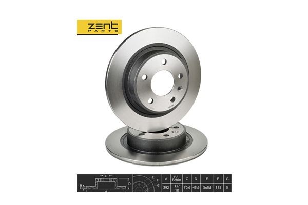 диск тормозной задний Z06168 ZENTPARTS