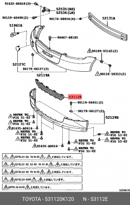 РЕШЁТКА РАДИАТОРА 53112-0K120 TOYOTA