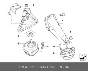 подушка ДВС! правая\ BMW X3 E83 2.5-3.0i 04> 22 11 3 421 296 BMW