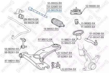тяга рулевая! ZF M14\ Toyota Carina 1.6-2.0 92-97 55-98029-SX STELLOX