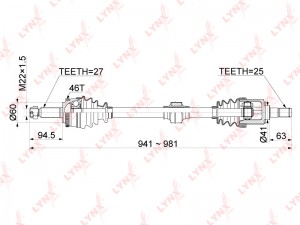 Привод в сборе R \HYUNDAI i30(FD) 1.4-1.6 MT 07-11 CD-1053A LYNXAUTO
