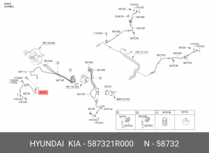 Шланг тормозной HYUNDAI Solaris KIA Rio (11-) передний правый OE 587321R000 HYUNDAI KIA