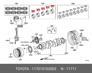 вкладыши коренные!\ Toyota Land Cruiser 200 4.5D 07> 11701-51020-03 TOYOTA