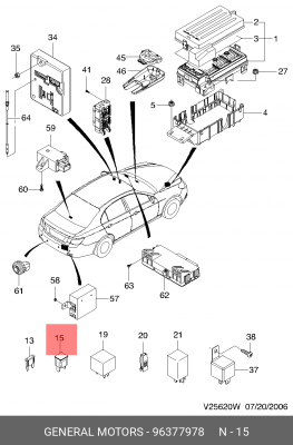 Предохранитель 60A CHEVROLET Lacetti OE 96377978 GENERAL MOTORS