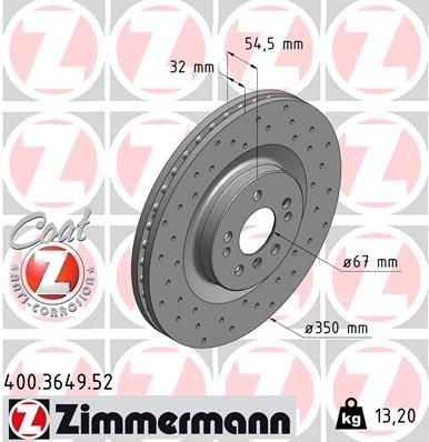 диск тормозной !Sport перед. 350x32/54-5x112 \ MB ML III (W166) 2.5-3.5 11> 400.3649.52 ZIMMERMANN