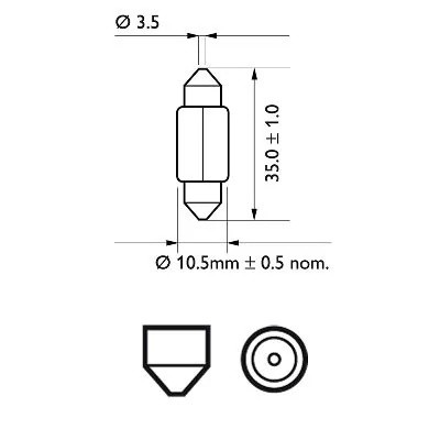 Лампа 12V C5W SV8.5-8 PHILIPS 12844CP PHILIPS