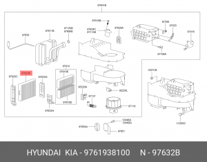 Фильтр воздушный салона HYUNDAI Sonata 5,Santa Fe,Trajet,XG KIA Magentis,Optima  97619-38100 HYUNDAI KIA