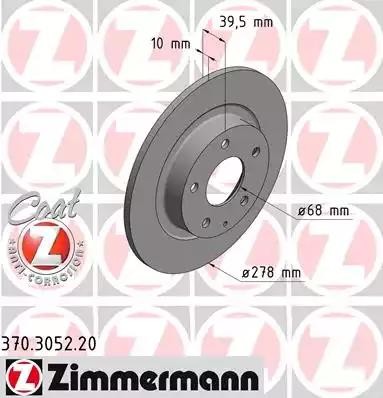 диск тормозной !задн. 278x10/40-5x114 \ Mazda 6 2.0/Skyactiv-G 12> 370.3052.20 ZIMMERMANN