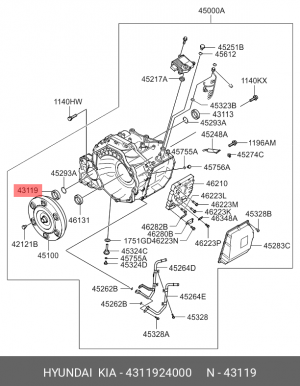 Hyundai/Kia,Кольцо уплотнительное корпуса сцепления 43119-24000 4311924000 MOBIS