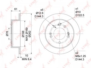 Диск тормозной задний (262x10) подходит для HUYNDAI Elantra(HD) 1.6-2.0 06-11 /  BN-1050 LYNXAUTO