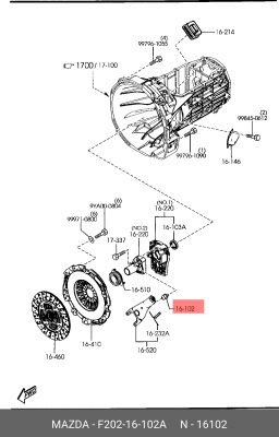 Болт MAZDA 6 опорный вилки сцепления OE F202-16-102A MAZDA