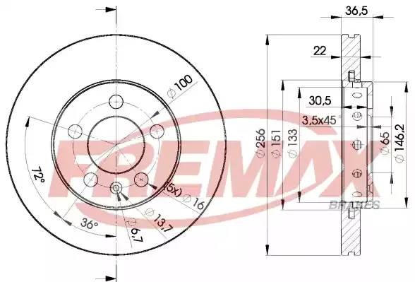 диск тормозной передний!\ Audi A2/A3, VW Golf/Bora 1.6 96> BD5602 FREMAX