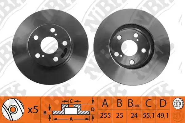 Диск тормозной TOYOTA CARINA E 1.6-2.0 92-95/CELICA 1.8 93- передний RN1058 RN1058 NIBK