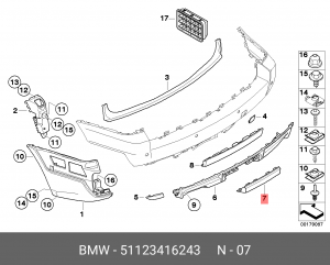 BMW X3 E83 (2004-2010) ЗАДНЕГО ПОД ФАРКОП 51 12 3 416 243 BMW