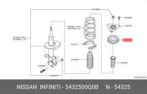 Подшипник опоры амортизатора 5432500Q0B 54325-00Q0B 5432500Q0B NISSAN
