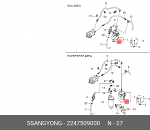 Датчик SSANGYONG Kyron (06-),Actyon (06-),Rexton (03-) (D20/27) воды фильтра топ 2247509000 SSANG YONG