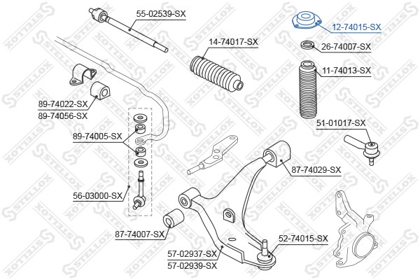 опора амортизатора переднего!\ Nissan Maxima all 94-00 12-74015-SX STELLOX