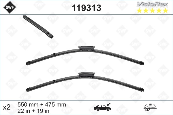 Щетки плоск. к-т 550/22'+475/19' Renault Logan/Sandero 15> 119313 SWF