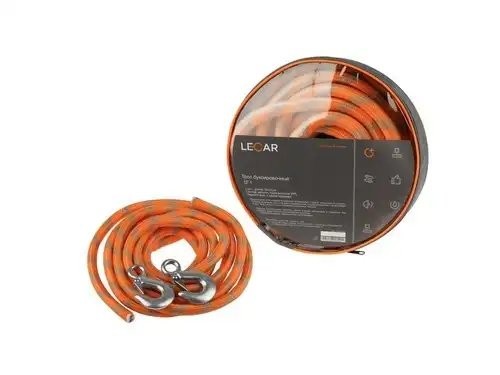 Трос буксировочный 12 т (веревка) (2 крюка) сумка LECAR000120806 LECAR