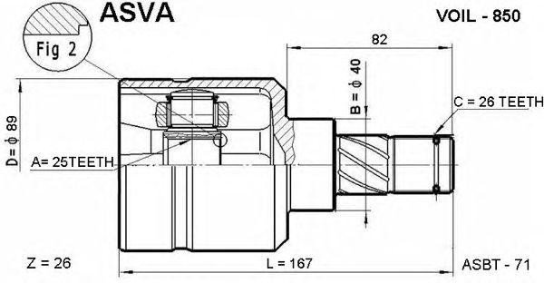 ШРУС ВНУТРЕННИЙ ЛЕВЫЙ 25x40x26 VOLVO VOIL850 VOIL-850 ASVA