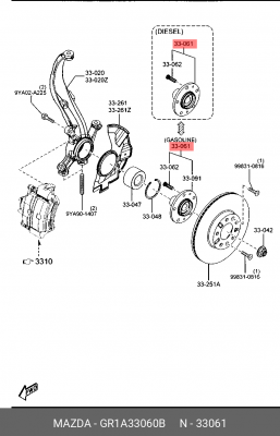 СТУПИЦА ПЕРЕДНЯЯ GR1A33060B MAZDA