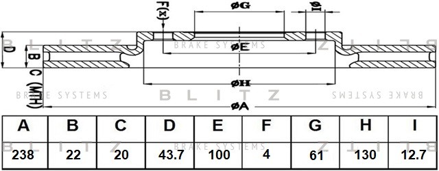 Диск тормозной передний NISSAN Micra/Note/Tiida/Cube 02- BS0521 BS0521 BLITZ
